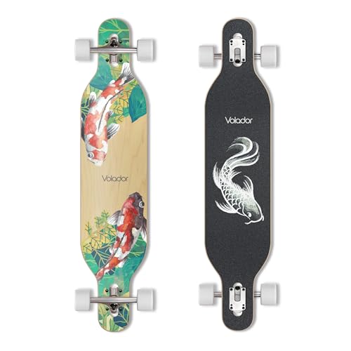 VOLADOR Urban Freeride Pro Longboard| Adaptive Cruiser 42inch| North America Maple| Camber Concave Drop Through Longboard Complete| Setup for Urban Commuting (Koi)