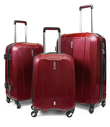 CAPHAUS Hardside Expandable Luggage with Spinner Wheels, 3-Piece Set Hardshell Suitcase, Lightweight Durable Luggage Sets (22/26/29), Airline Approved Size, Ideal For Traveling, Glossy Red