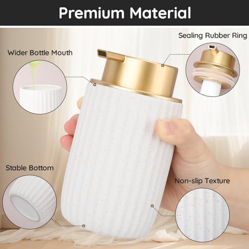Image of Segbeauty Foam Soap Dispenser Refillable, 10.8oz White Ceramic Foaming Hand Soap Dispenser, 320ml Empty Bathroom Lotion Dispensers Press Foaming Pump Bottle Modern Home Kitchen Containers for Creams