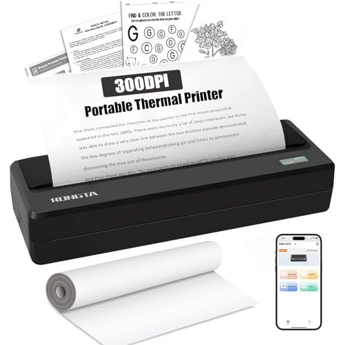 Portable Printer Wireless, Bluetooth WiFi Printers for Home Use, Small Inkless Thermal Printer for Travel, Supports 8.5' x 11' US Letter&A4 Size, Compatible with Android iOS Phone Laptop (Dark Grey)