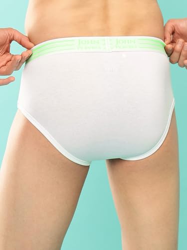 Image of John Players Pack of 2 Cotton Brief Underwear for Men with Striped Waistband