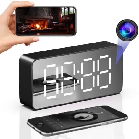 Jukllezan Hidden Camera Clock WiFi Spy Camera 4K Wireless Secret Nanny Cam with Night Vision Motion Detection Small Surveillance Security Cams Security Camera with Video Indoor