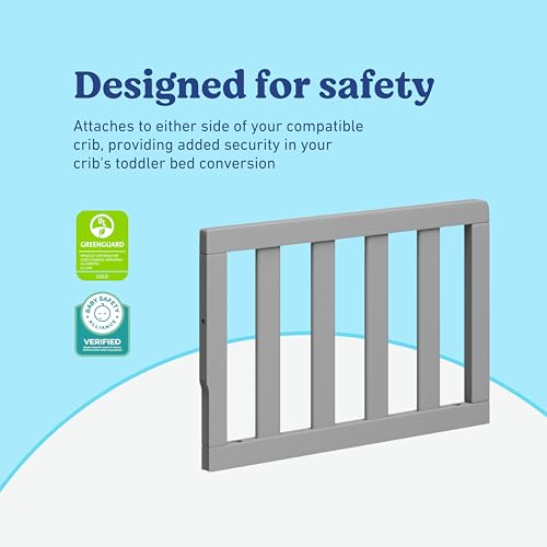 Image of Storkcraft & Graco Toddler Safety Guardrail with Slats (Pebble Gray) - GREENGUARD Gold Certified, Converts Compatible Storkcraft & Graco Crib to Toddler Bed, Each Guardrail Sold Individually