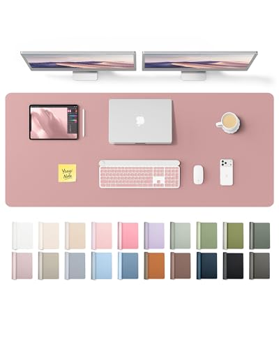 Image of YSAGi Leather Desk Pad Protector, Office Desk Mat, Large Mouse Pad, Non-Slip PU Leather Desk Blotter, Laptop Desk Pad, Waterproof Desk Writing Pad for Office and Home (Pale Mauve,55 inch x 17.2 inch)