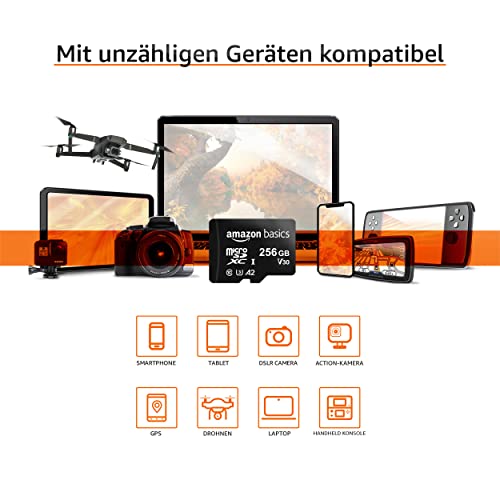 Amazon Basics MicroSDXC 256 GB mit SD Adapter und A2-Klassifizierung