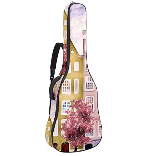 Housse de guitare moderne en tissu Oxford imperméable avec bandoulière réglable - Les Beatles, Paul McCartney, John Lennon, RIngo Starr, George Harrison Housse de guitare moderne en tissu Oxford imperméable avec bandoulière réglable