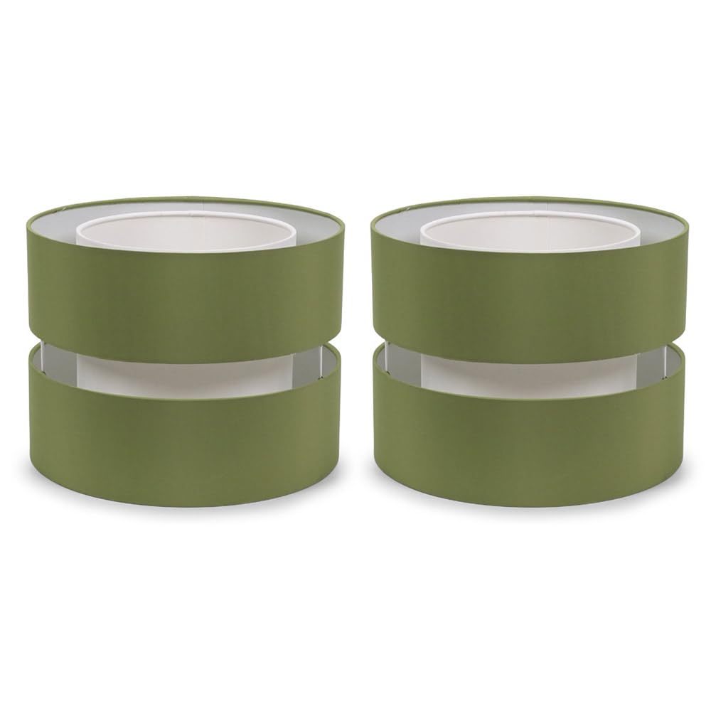 Valuelights Unisex Olive Sophia Pair Of Two Small 26Cm Easy Fit Ceiling Lamp Shades W/ Bulbs In | Size: 10 Inches