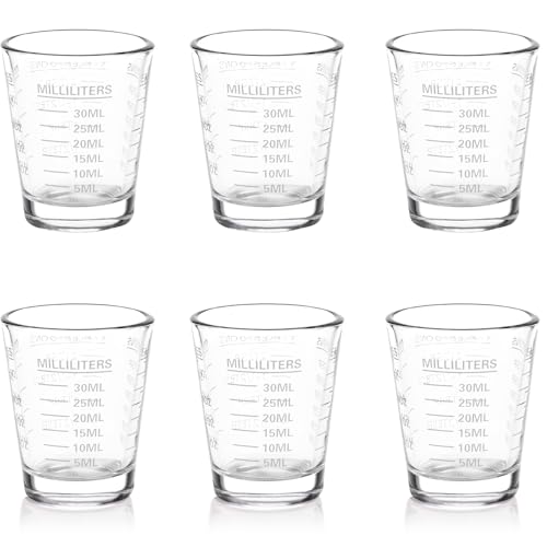 Image of Shot Glass Measuring Cup Set, 6 Pack Espresso Shot Glasses (White)
