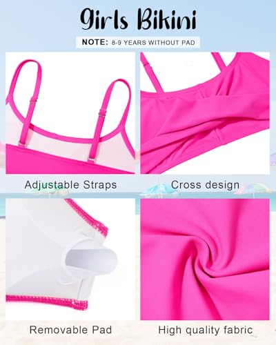 Image of Century Star Girls Swimsuits for Teens Bikini 2026 Solid Teen Bathing Suits Adjustable Straps Swimwear Padded 8-15 Years