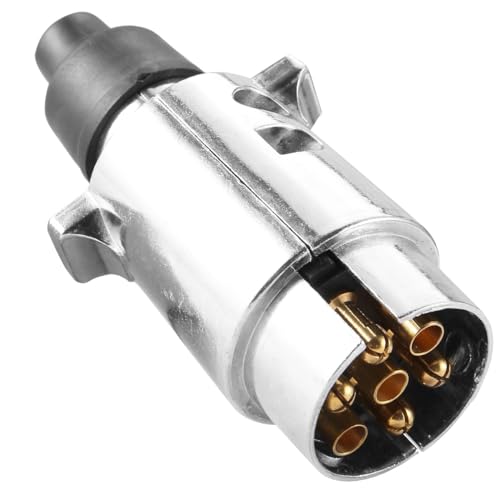 ETUKER 7 Pin Male Trailer Plug in Metal, 12V Aluminium Coupling Plug 7 Pin Connector
