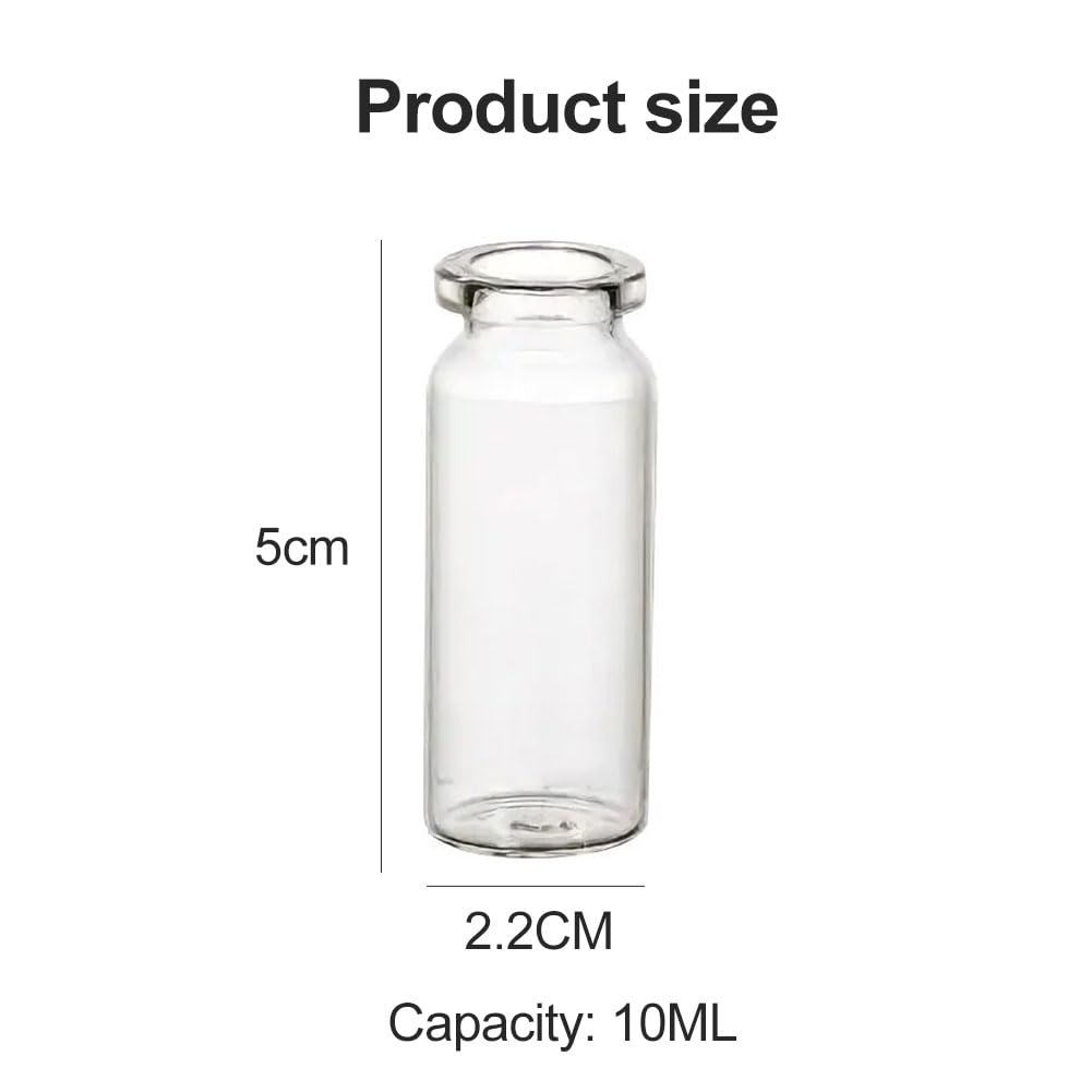 10PCS 10ML Flacons Stériles Vides Flacons en Verre Transparent avec Bouchon en Caoutchouc Butyle Séparé et Fermeture à Rabat pour Liquides Poudres