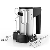 Electric Hand Mixer, Kitchen Handheld Mixer, Turbo Boost/Self-Control Speed + 5 Speed + Eject Button + Stainless Steel Hand Beaters*2 & Dough Hooks*2, Kitchen Mixer for Cream/Cookies/Dough