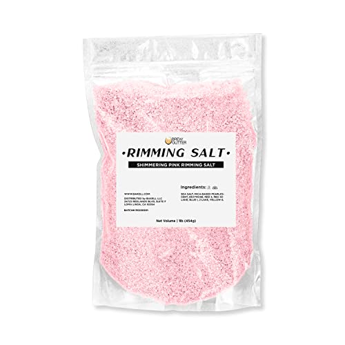 Brew Glitter - Shimmering Pink Rimming Salt (1LB, 1x Resealable Bag) Edible Glitter Blended Cocktail Garnish for Mixed Drinks and Beverages