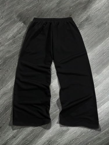 QJQ Men's Wide Leg Baggy Sweatpants Vintage Y2K Striped Track Pants with Pockets Casual Streetwear2