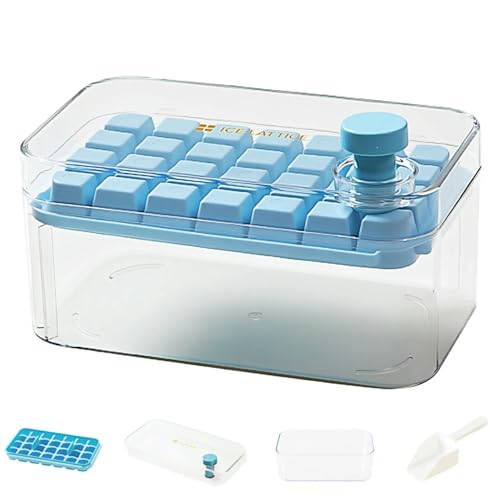 Bandeja para hacer hielo con contenedor, silicona, 30+ cubos miniatura 1