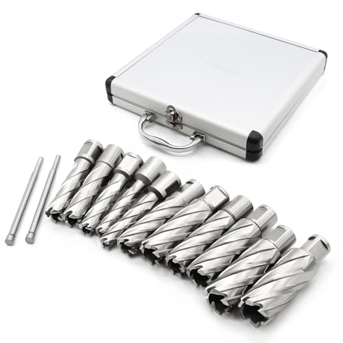 Image of Yunnergo HSS Annular Cutter Set-13Pcs 7/16" to 1-1/16” Cutters, 3/4" Welded Shank, Mag Drill Bits Kit CNC Machined Cutters (2”Cutting Depth)
