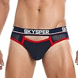 SKYSPER Men's Jock Strap Athletic Supporter For Men Sexy Jockstrap Male Underwear, 25SK-DarkBlue, Large