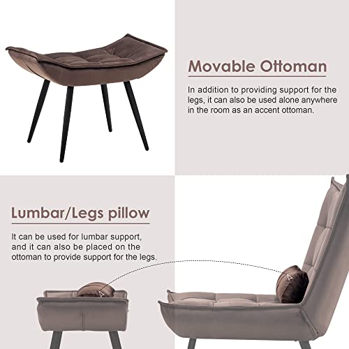 Sillón plegable de terciopelo color marrón miniatura 6