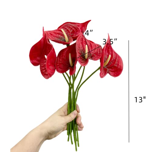 8pcs 13inch Pure White Artificial Anthurium Lily Flowers Permanent for Home Decor Bouquet Home Bridal Wedding Festival Party,Crafts,Store Decor Arrangements Flower Bouquet Accessories - Image 3