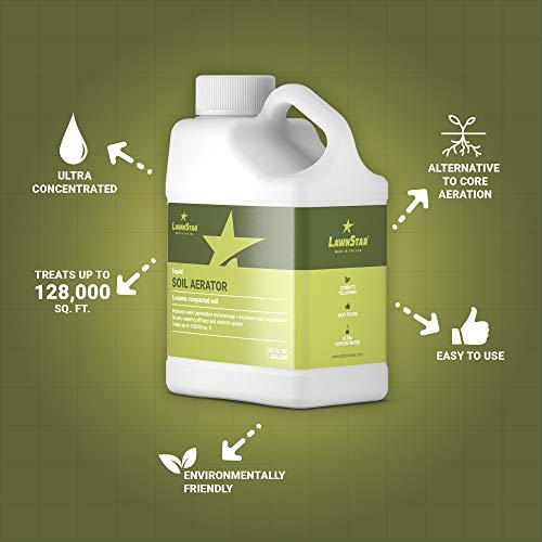 LawnStar Liquid Soil Aerator (1 Gallon) - Loosens & Conditions Compacted Soil - Alternative to Core and Mechanical Aeration - Improves Water Penetration & Drainage + Soil Oxygenation - American Made