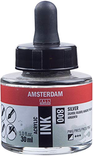 Amsterdam - Bote De Tinta Acrílica De 30 Ml Ámsterdam Plata En Oferta Amsterdam Acrylc Ink Plata, Plateado, Talla Única