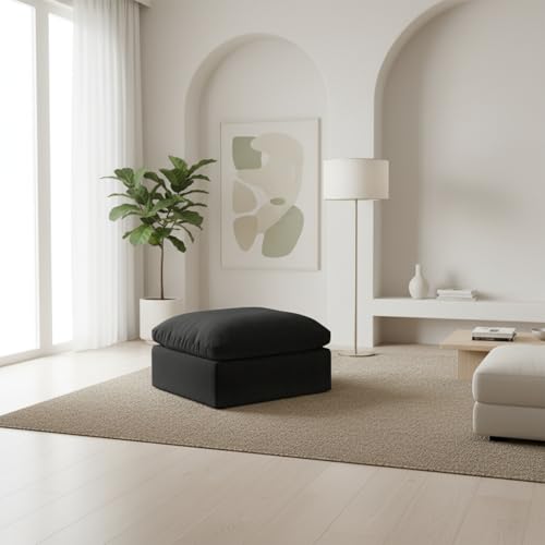 Image of Oversize Cloud Modular Sectional Sofa,Chaise Down Filled Comfort Sofa Detachable Couch Cushion Covers for Living Room Apartment,Black