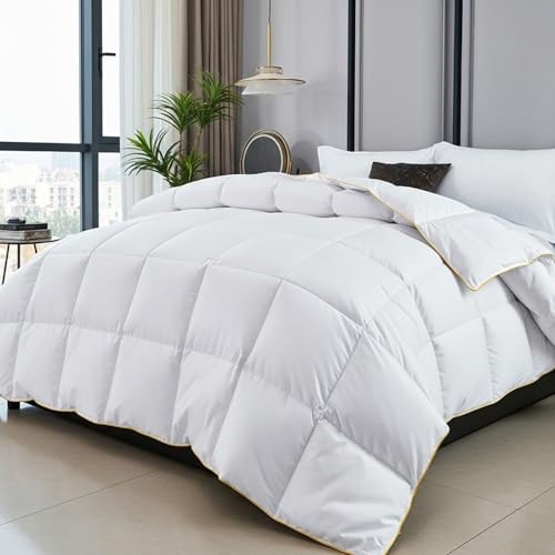 Luxury White Goose Feather & Down Duvet Quilt - 100% Cotton Anti Dust Mite & Down Proof Fabric, Luxurious Light Soft Breathable Hotel Quality Warm Quilt (TOG 18, Double)