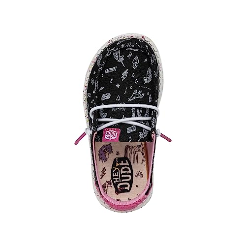 Image of HEYDUDE Wendy Toddler Unicorn Notebook Black Size 7 | Girl's Loafers | Girl's Slip On Shoes | Comfortable & Light-Weight