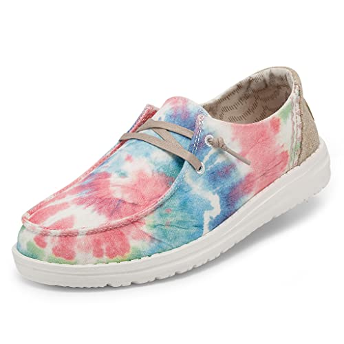 Image of HEYDUDE Women's Wendy Boho Mandala Tie Dye Size 11 | Women's Shoes | Women's Lace Up Loafers | Comfortable & Light-Weight
