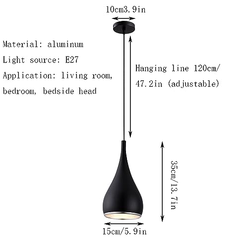Luminaire suspendu E27 en métal noir pour éclairage de table - 3