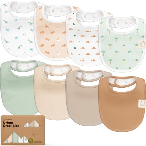 Image of 8-Pack Organic Baby Bibs for Boys, Girls - Soft Cotton Drooling and Teething Bibs for Baby Girl & Boy, Extra Absorbent, Easy To Clean & Put On for Toddler, Newborn, Infant 0-24 Months (Roarsome)