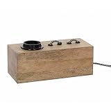 Marque: L'Héritier Du Temps L\'Héritier Du Temps Lampe Cubique Table de Chevet Luminaire à Poser Rectangulaire Eclairage d\'Appoint Lumière d\'Ambiance en Bois 1 Ampoule 9x10x20cm
