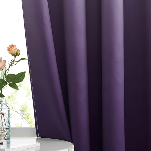 NICETOWN Room Darkening Gradient Curtains 84 inch Length for Living Room, White & Purple Ombre Privacy Curtains for Patio Office, Thermal Insulated Window Treatment Drapes, 104" Wide Total 2 Pieces - Image 5