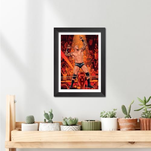 Image of TenorArts Randy Orton Poster Wrestler Vector Art Design Photo Framed Painting with Matt Finish Black Textures (12 inches x 9inches)