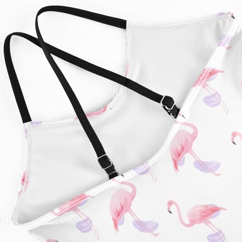 senya Girls Swimsuits One-Piece Swimwear Tie Bathing Suit Beach Summer Round Neck 5-6T Flamingo White Background Pattern4