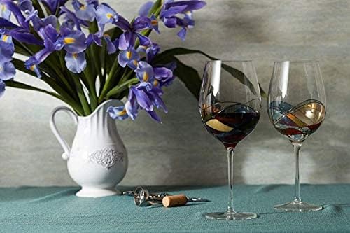 Bezrat Red Wine Glasses Set of 2, Hand Painted Wine Glass, Drinkware Essentials, 11" H, 28oz Wine Lover Large Glass, Glassware Gifts Ideas for Women Inspired by 'Duomo di Milano' Mothers Day (Red) by Bezrat - Used condition - Image 5