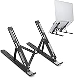 Portal Electronics Ergonomic Adjustable Aluminum Laptop Stand (10-15.6") - Improves Posture & Cooling - for Desk, MacBook, HP, Dell & More - Black