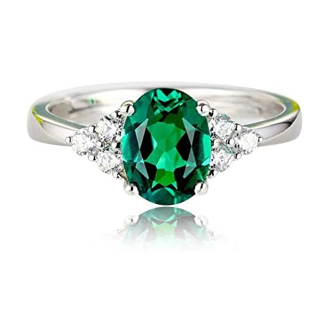 fast-shop Green Nano Emerald Ring Genuine Solid Silver Fashion Vintage May Birthstone Rings for Women Fine Jewelry Cover