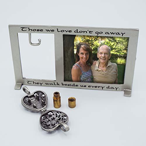 Abbey & CA Gift Bilderrahmen mit Phiole für Asche oder als Andenken, Beerdigung oder Beileidsgeschenk für den Verlust eines geliebten Menschen, für 6,3 x 5,7 cm große Fotos