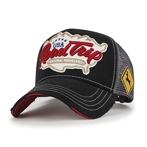 ililily Premium Road Trip Vintage Distressed Snapback Trucker Hat Baseball Cap