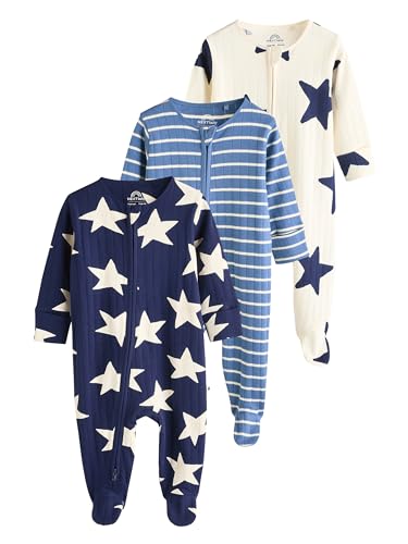NEXT Bébé garçon Dors-Bien étoiles, Lot de 3 Bleu Marine 6 Mois