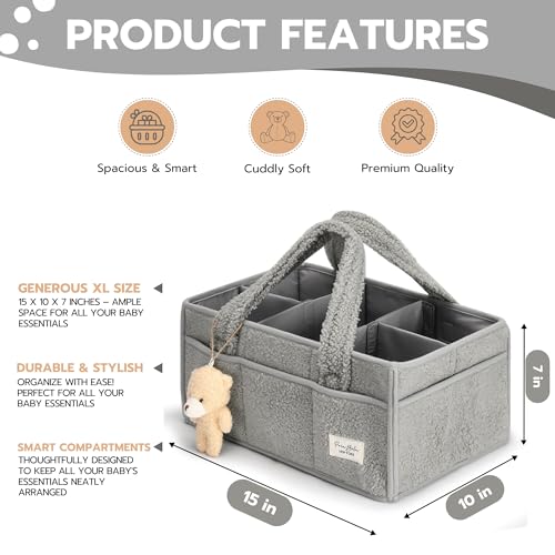 Image of Baby Diaper Caddy Organizer with Handle, Boy & Girl Shower Gift Basket, Portable Diaper Storage Basket Bin for Wipes, Newborn Baby Essentials Registry Search Must Haves, Car Caddy Organizer