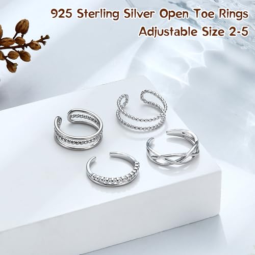PATISORNA 925 Sterling Silver Toe Rings for Women Adjustable Wrap Open Cuff Ring Hypoallergenic Turquoise Celtic Knot Vintage Band Rings for Men Ladies2