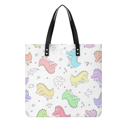 Sac de voyage dinosaure 39x39cm : le grand tote bag en toile anti-charge