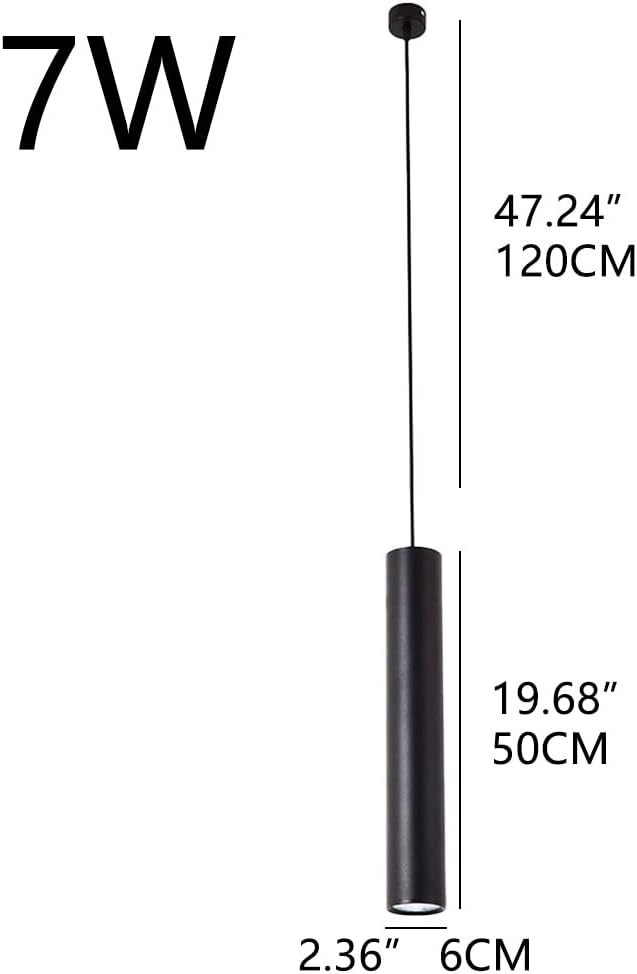 Modern Led Light Aluminum Long Tube Chandelier Black Single Head Hanging Lamp Bedroom Ceiling Downlights Kitchen Island Lightcylindrical Suspension Light Droplight/6 * 50Cm/Neutral Light