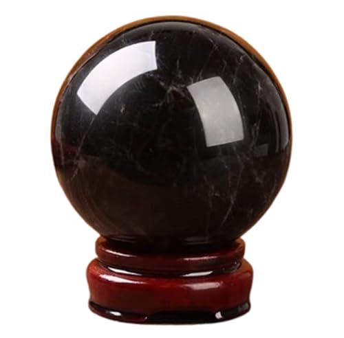 Boule de cristal de quartz noir polie en sphère d'obsidienne pure
