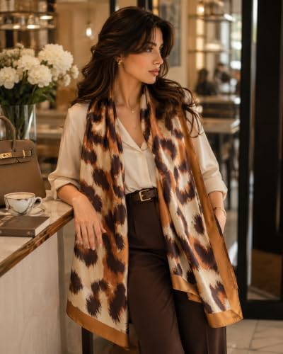 Image of MALINA Women's Polyester Silk Satin Stole Scarf - Soft Lightweight Fashion Wrap, Elegant Floral & Gradient Design, summer stole,Scarf For Women,Premium Stole,Large Size 180x90 cm'