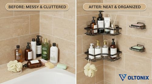 Image of Corner Shelf /Rack for BathroomWithout Drill Wall Metal Self Adhesive Bathroom Shelf /Shelf for Kitchen Corner Rack Wall Mounted Bathroom Fittings /Storage (4-pcs)