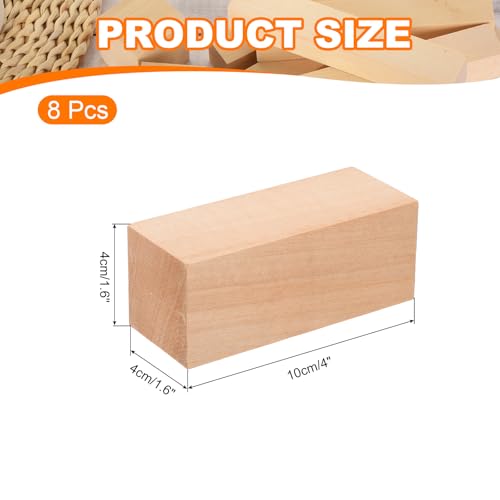 QUARKZMAN 8 Stücke Basswood Schnitzblock, 1,6x1,6x4 Quadratische Holzdübelblöcke Holzstücke für DIY, Kunstdekoration, Handwerksschnitzen, Handgeschnitzt