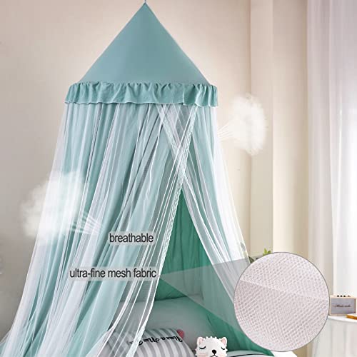 Kertnic Bed Canopy For Kids Room Double Layer Mosquito Net, Hanging Play Tent Children Reading Nook Canopies, Round Dome Princess Castle Dreamy Bedding For Girls Room House Décor (Green) #TOP4